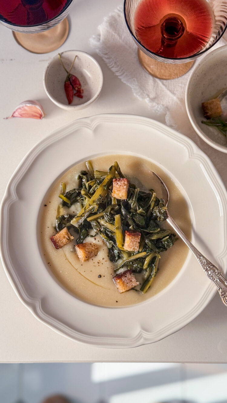 mashed fava beans and wild chicory