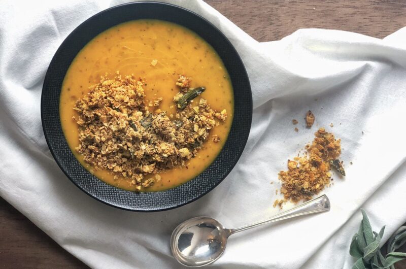 Zero waste pumpkin soup and savory granola