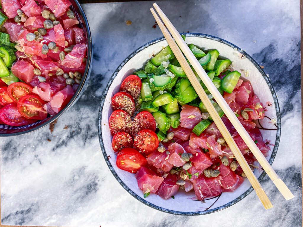 gluten-free dinner: poke bowl